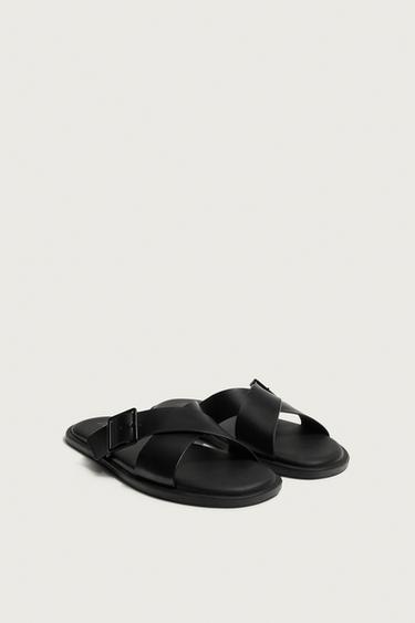 BUCKLED CROSSOVER SANDALS - Black by Zara