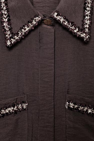 CHEMISE LISERÉS STRUCTURÉE - Marron de Zara - Image 8