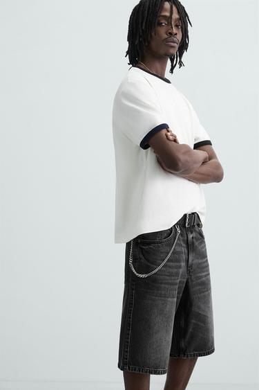 BERMUDA DENIM BAGGY FIT - Negro de Zara - Imagen 0