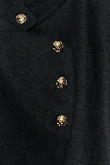 ZW COLLECTION LINEN BLEND BLAZER - Black by Zara - Image 5