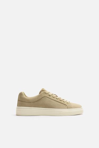 Zara LEATHER SNEAKERS - Beige - Image 0