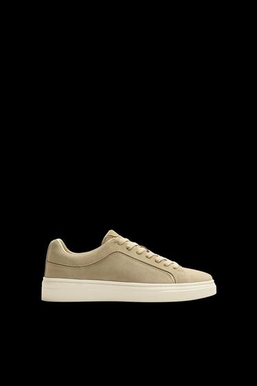 Zara LEATHER SNEAKERS - Beige - Image 0