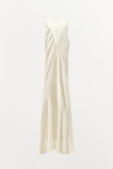 LONG COMBINED SATIN DRESS - Light ecru by Zara