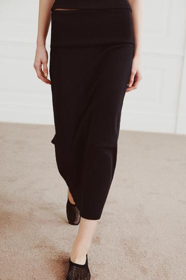 RUSTIC RIBBED SKIRT - Charcoal by Zara