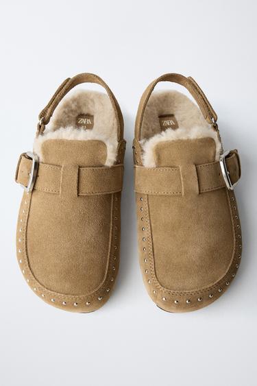 LEATHER LINED CLOGS - Beige by Zara - Image 3