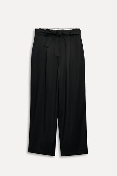 PANTALON EN LAINE AVEC CEINTURE 50E ANNIVERSAIRE - Noir de Zara - Image 1
