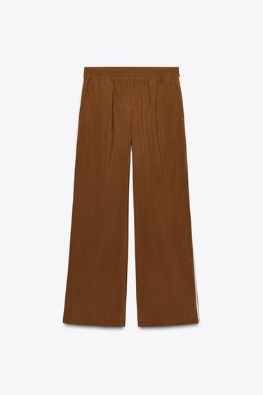 Zara SIDE STRIPE PANTS - Brown - Image 0