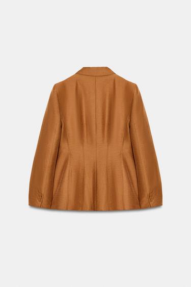 VESTE EN LIN À BOUTONS REVÊTUS - Curry de Zara - Image 10