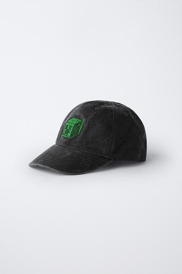 MINECRAFT © MOJANG AB. ™ WASHED EFFECT EMBROIDERED CAP - Black by Zara - Image 1