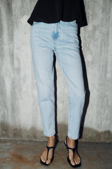 Z.01 HIGH-WAIST MOM FIT JEANS - Light blue by Zara