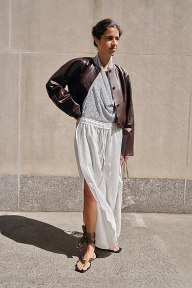 METALLIC THREAD KNIT HALTER DRESS - Silver by Zara - Image 0