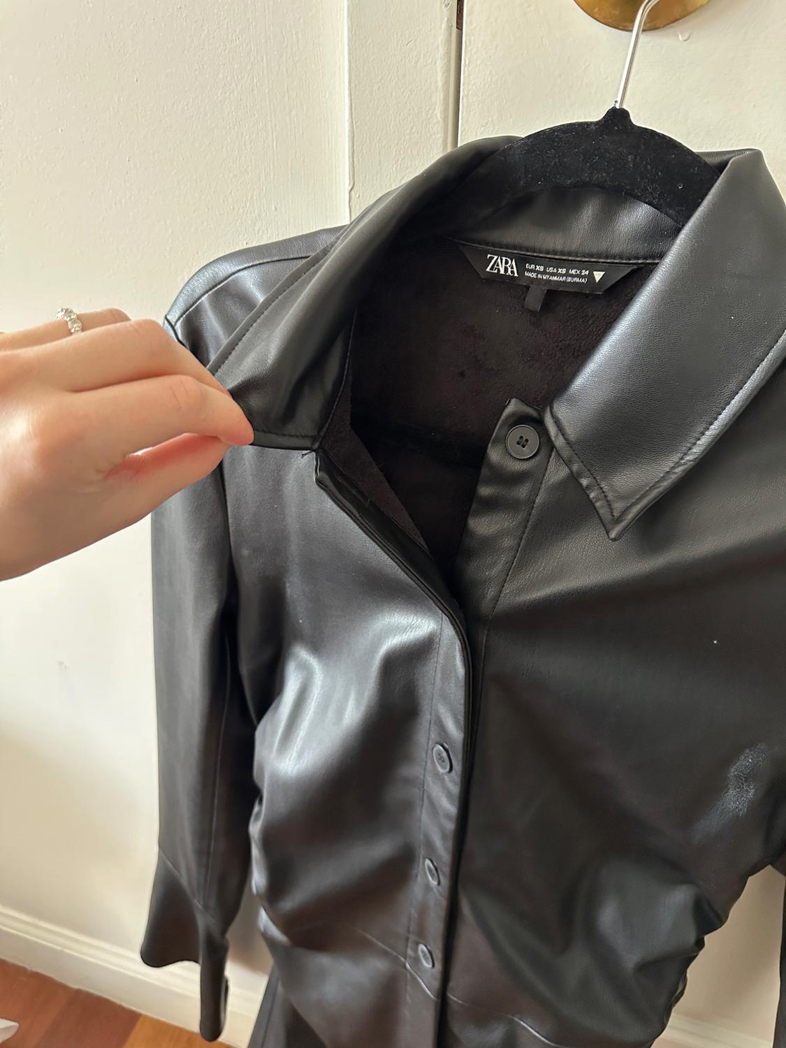 FITTED FAUX LEATHER OVERSHIRT - Image 6