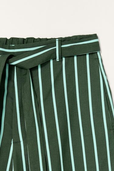 LIMITED EDITION STRIPED WIDE-LEG TROUSERS - Dark green by Zara - Image 7