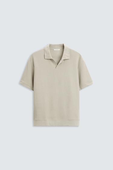 VERTICAL TEXTURED POLO SHIRT - Greenish by Zara