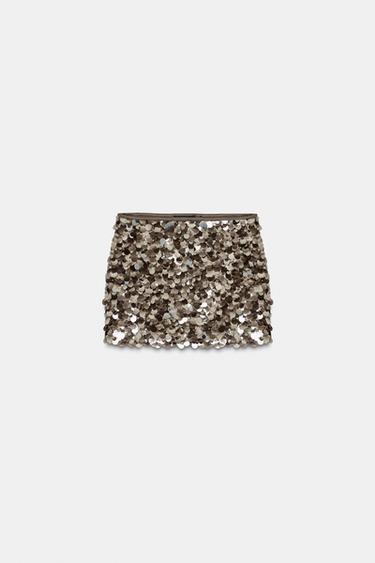 SEQUINNED MINISKIRT - Greenish by Zara