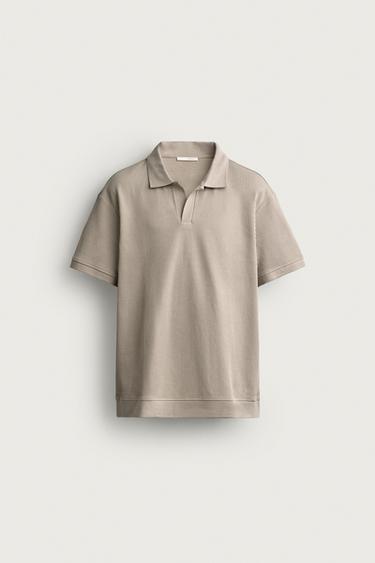 Zara VERTICAL TEXTURED POLO - taupe brown