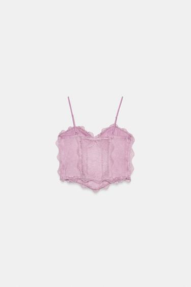TOP STYLE CORSET ET DENTELLE - Rose clair de Zara - Image 4