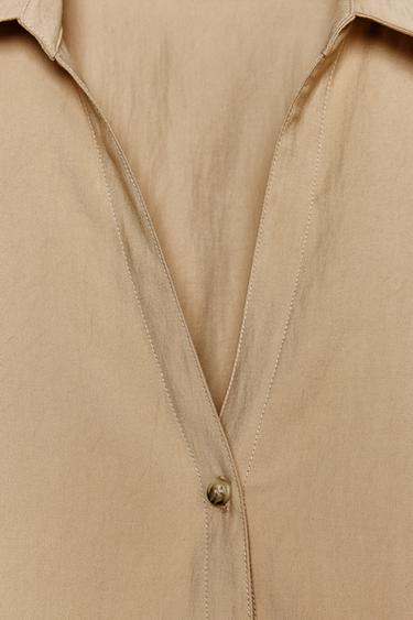 CHEMISE MANCHES COURTES AMPLES - Camel moyen de Zara - Image 8