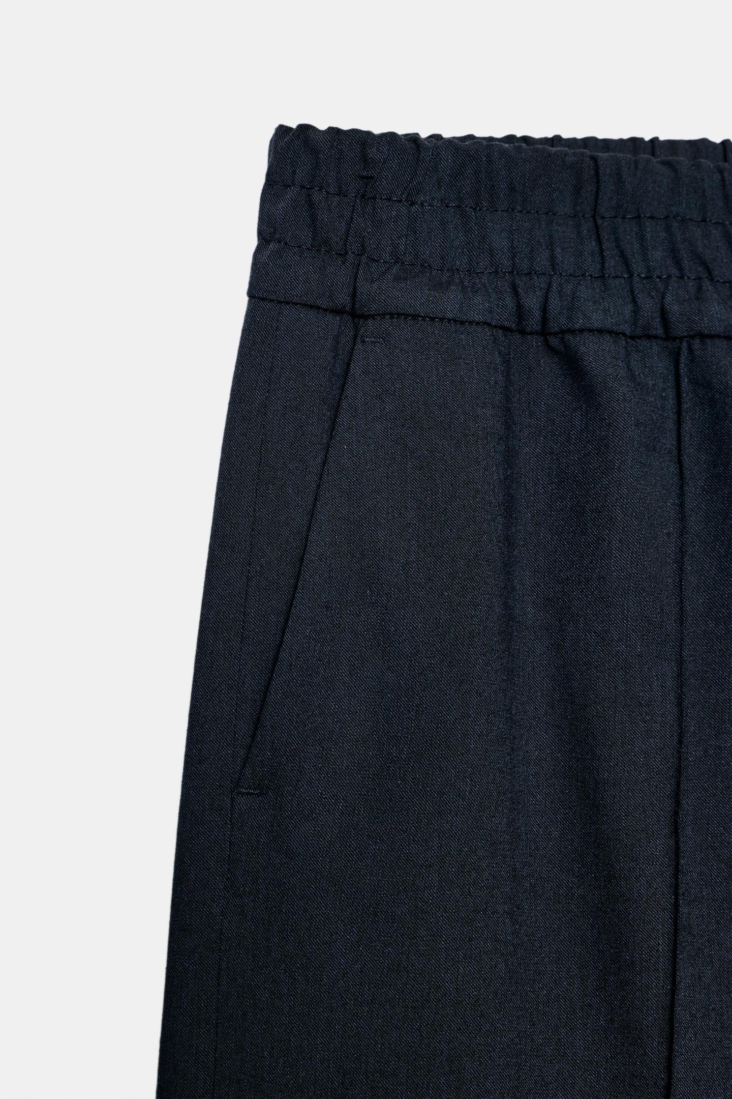 Женские брюки Zara ZW Collection Wool-Blend Flowy, цвет: Тёмно-синий — фото 8