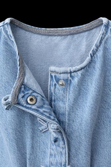 DENIM SHORT JUMPSUIT WITH BOWS - Light blue by Zara