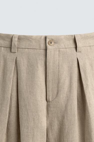 RELAXED FIT PLEATED SUIT TROUSERS - Light beige by Zara - Image 7