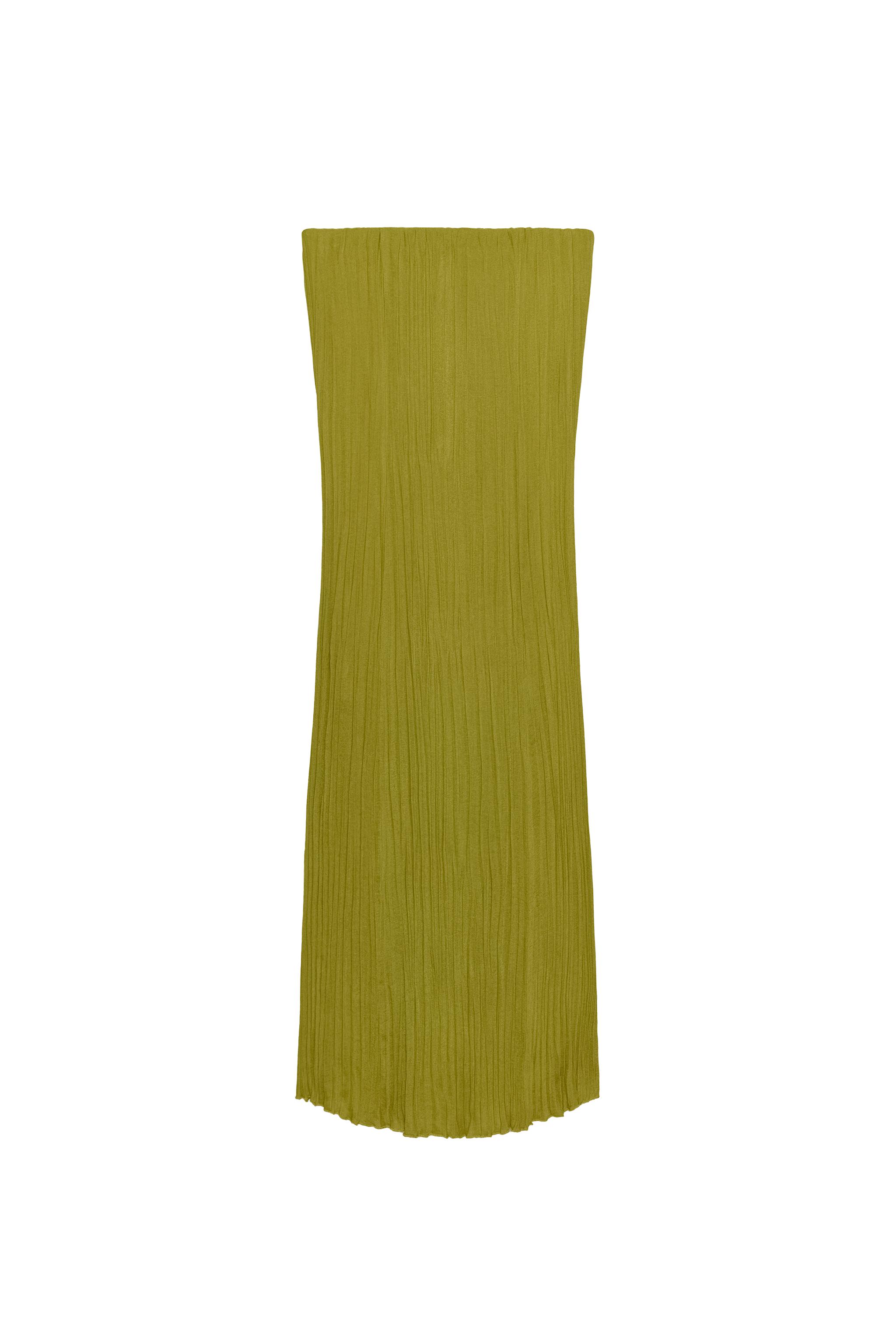 STRAPLESS TEXTURED DRESS - Mid-green | ZARA United States STRAPLESS TEXTURED DRESS - Mid-green | ZARA United States