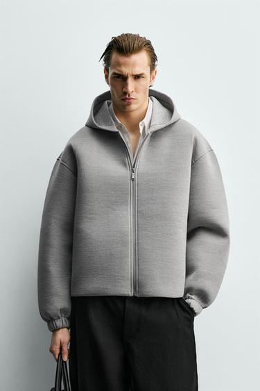 SUDADERA COMPACTA BOXY FIT CREMALLERA - Gris claro de Zara
