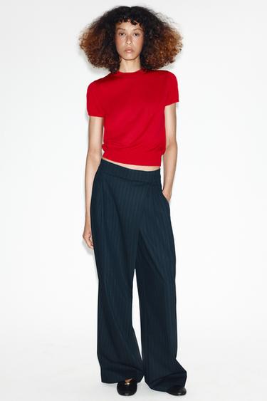 PANTALÓN CINTURA CRUZADA - rayas de Zara