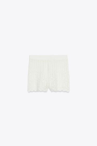 Zara EYELET SHORTS - Ecru