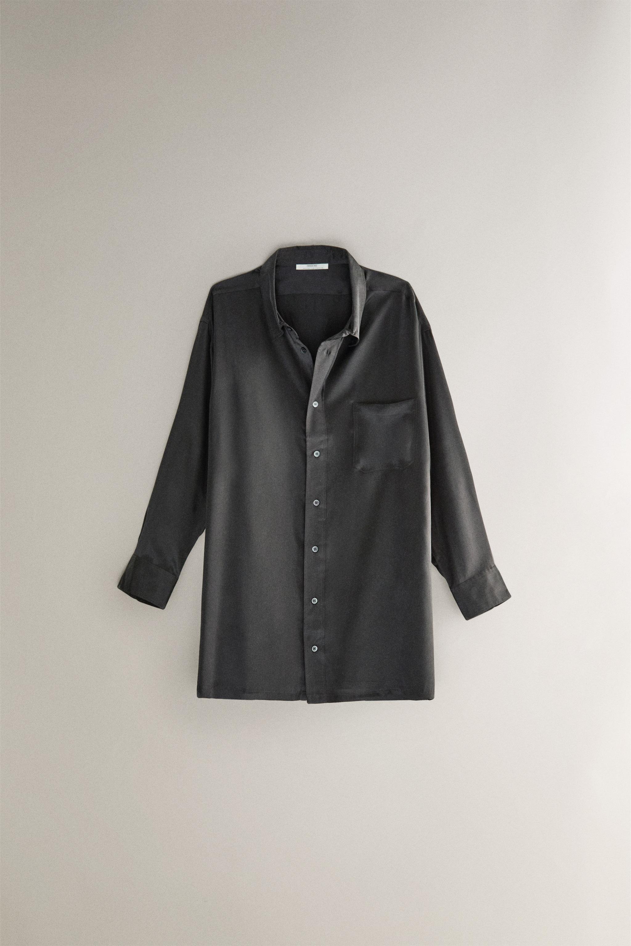 CAMICIA SETA Grigio scuro ZARA Italia Italy