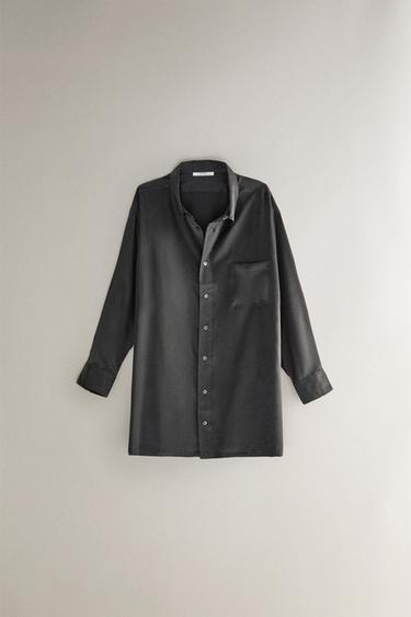 SILK SHIRT - Dark grey by Zara - Image 0