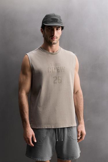 Zara TRAINING TANK TOP - Brown