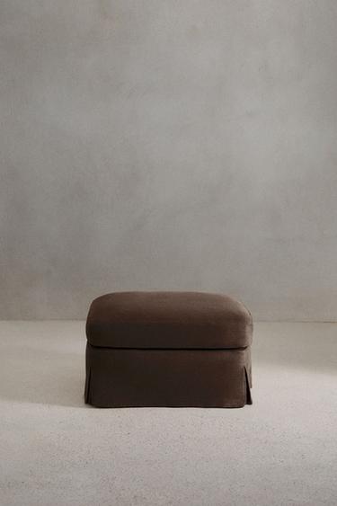 FOOTSTOOL 01 LINEN COVER - Aubergine by Zara