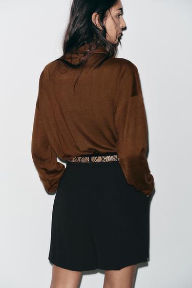 BERMUDA SHORTS WITH DARTS AND BELT - Black by Zara - Image 4