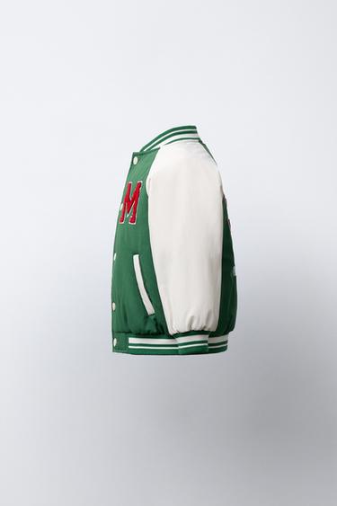 EMBROIDERED VARSITY BOMBER JACKET - Green by Zara - Image 2