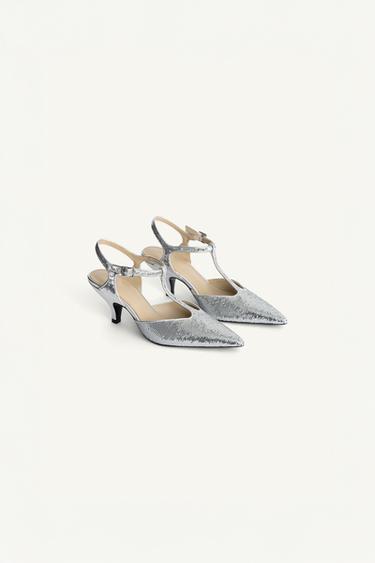 Zara LIMITED EDITION SEQUIN HEELS - Gray