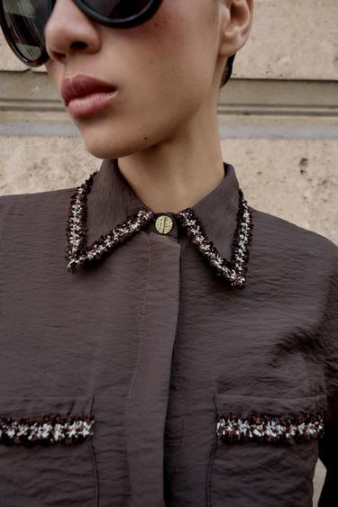 CHEMISE LISERÉS STRUCTURÉE - Marron de Zara - Image 5