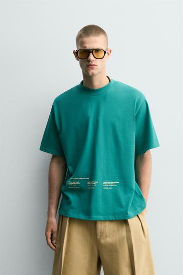 WASHED T-SHIRT WITH PRINTED GRAPHICS - LAGOON by Zara