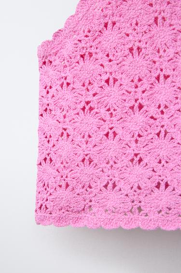 TOP CROPPED PUNTO CROCHET - Rosa de Zara
