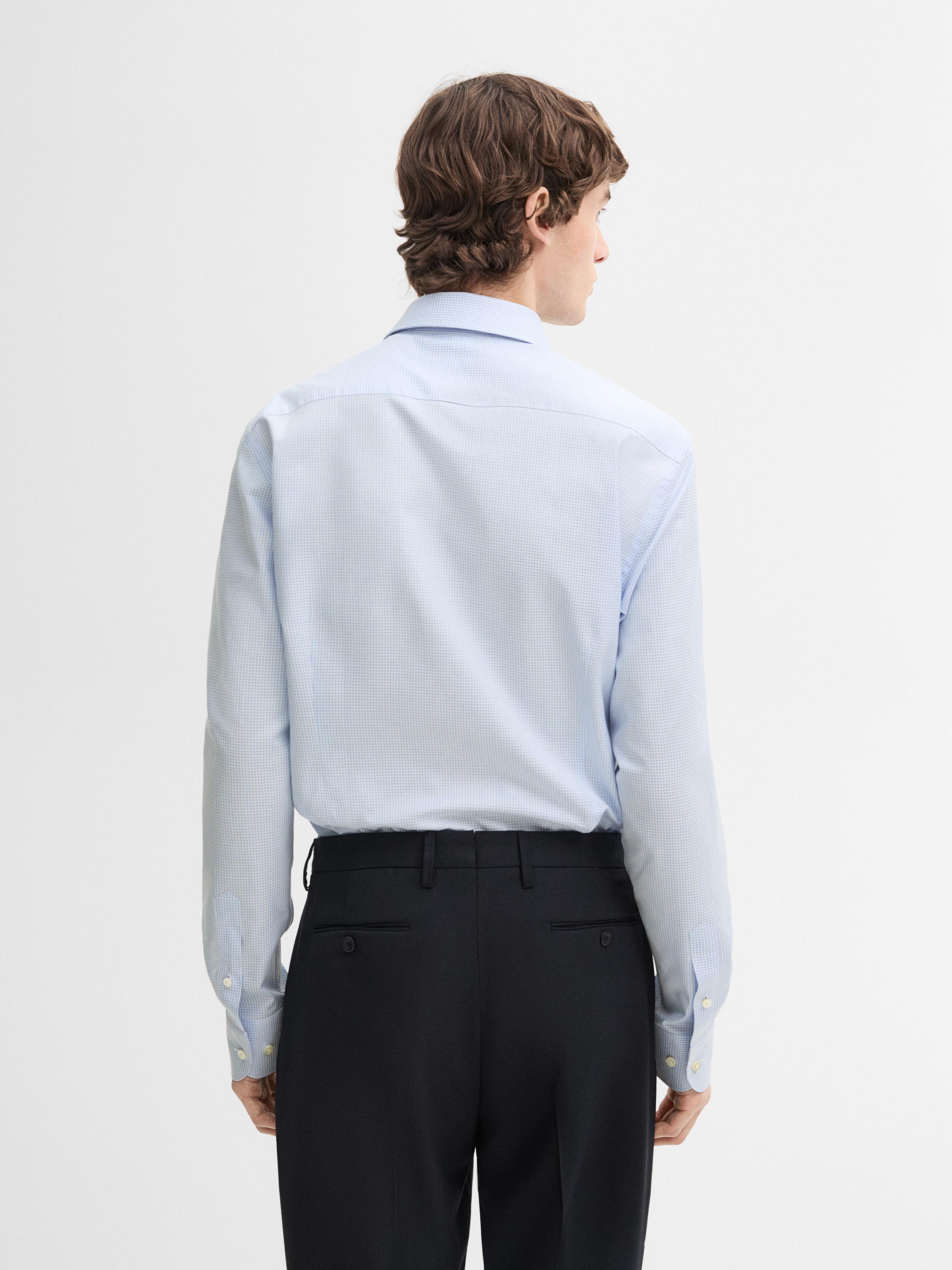 Slim fit check shirt 100% cotton - Sky blue | ZARA Canada