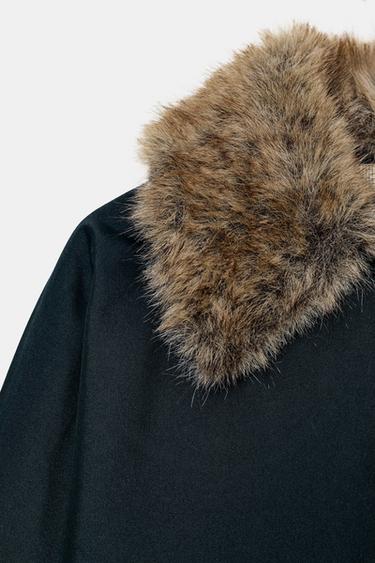 TRENCH COL EFFET FOURRURE ZW COLLECTION - Bleu marine de Zara - Image 9