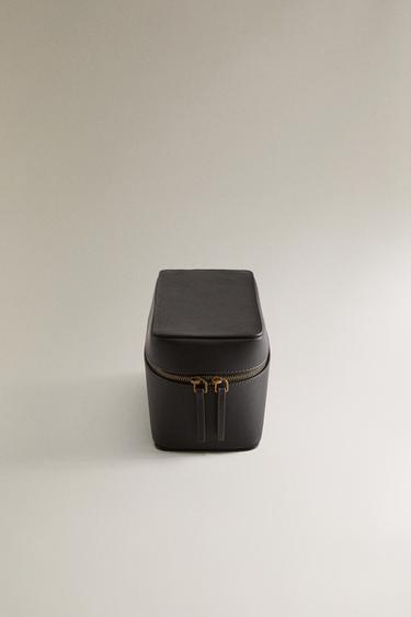 SMALL LEATHER TRAVEL JEWELLERY BOX - Chocolate Brown by Zara - Image 2