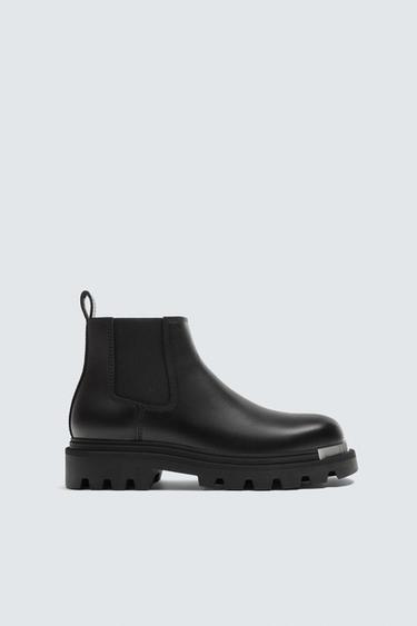 Zara CHUNKY CHELSEA BOOTS - Black