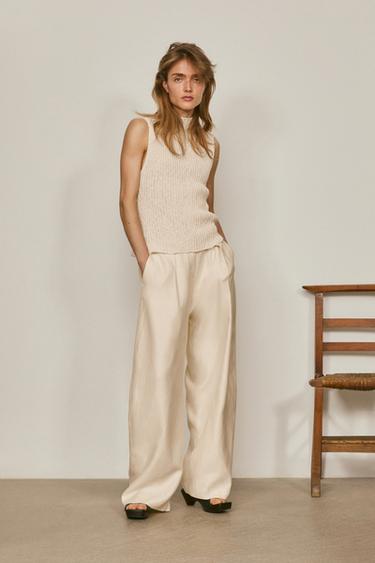 Zara Wide-leg pants with pleat detail - Limited Edition - Oyster-white - Image 0