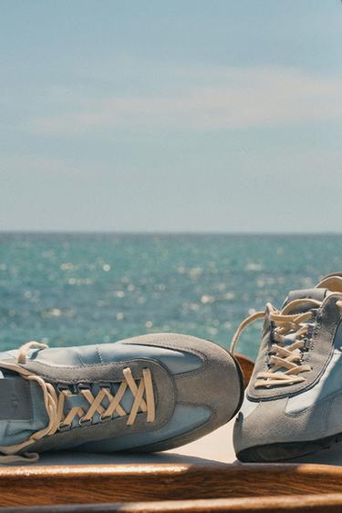 LEATHER TRAINERS - Blue by Zara