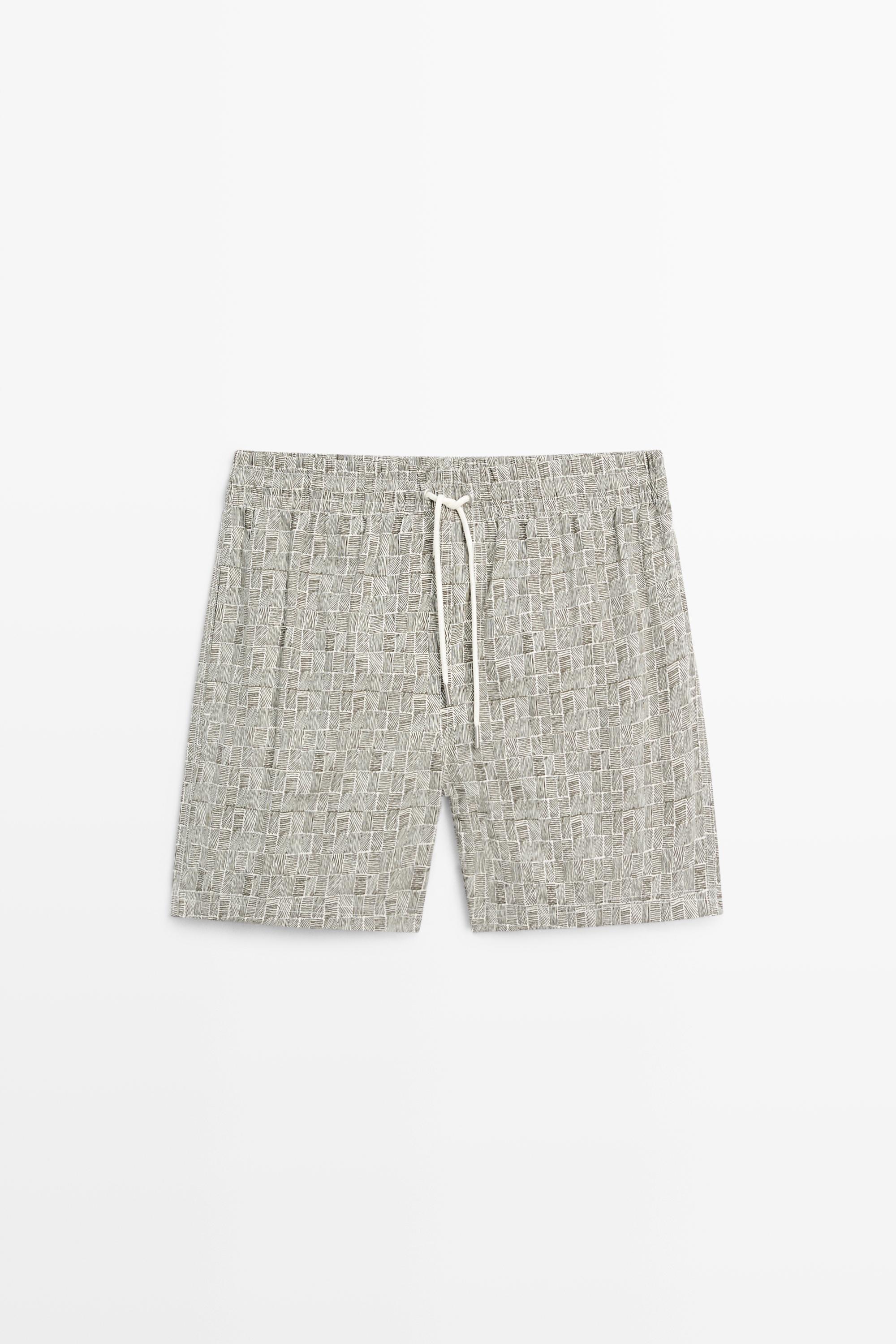 Printed swimming trunks — Khaki