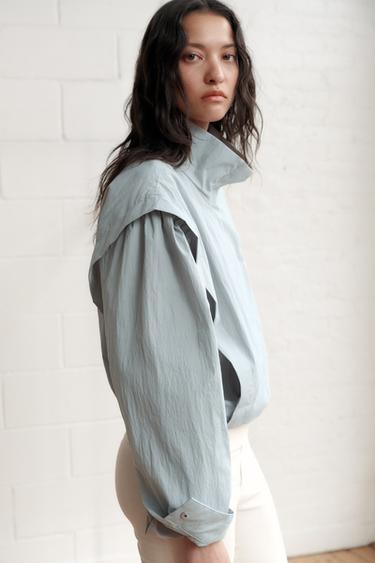 VESTE À COL MONTANT - Bleu / Gris de Zara - Image 2