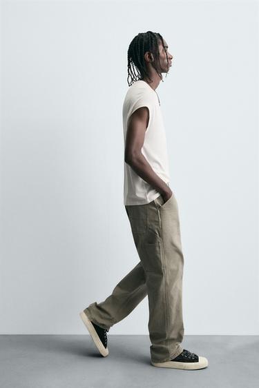 WASHED EFFECT CARPENTER TROUSERS - Light green by Zara - Image 5