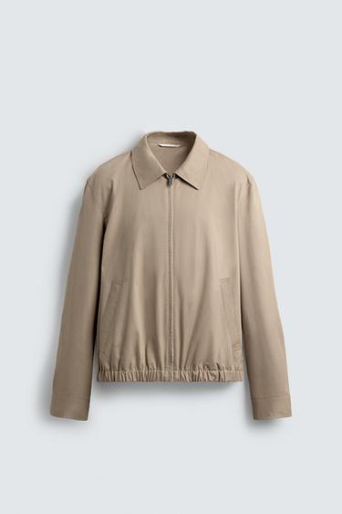 REGULAR FIT COTTON JACKET - Sand by Zara