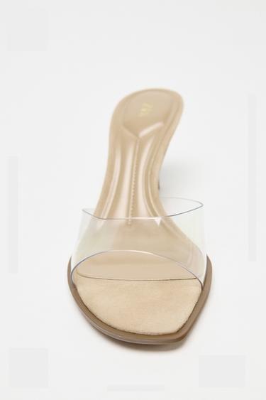 SANDALES À TALONS EN VINYLE - Beige clair de Zara - Image 3